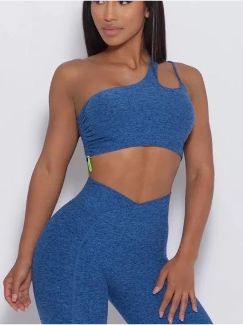 Bombshell Sportwear One-Shoulder Blue Seamless top like new!